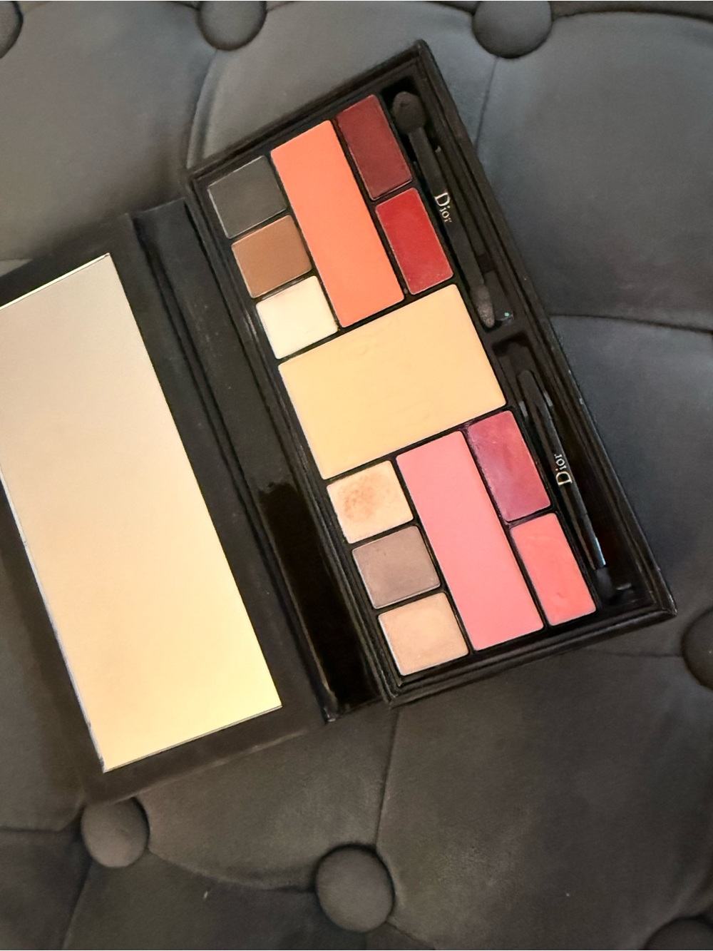 Dior Black Patent Cosmetic Pouch with Pink Makeup Accents - Picture 2 of 2